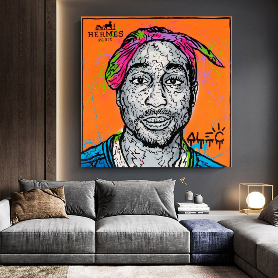 TuPac Graffiti Canvas Wall Art - Gift for Music Lovers-MinimalisticDecor.com