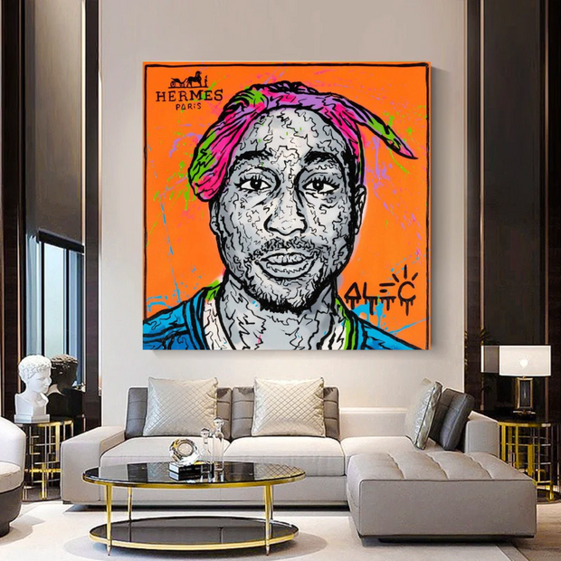 TuPac Graffiti Canvas Wall Art - Gift for Music Lovers-MinimalisticDecor.com