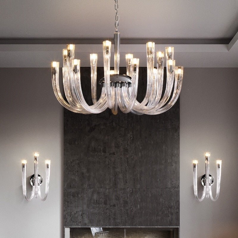 U Shaped Glass Italian Lustre Art Pendant Chandelier-MinimalisticDecor.com