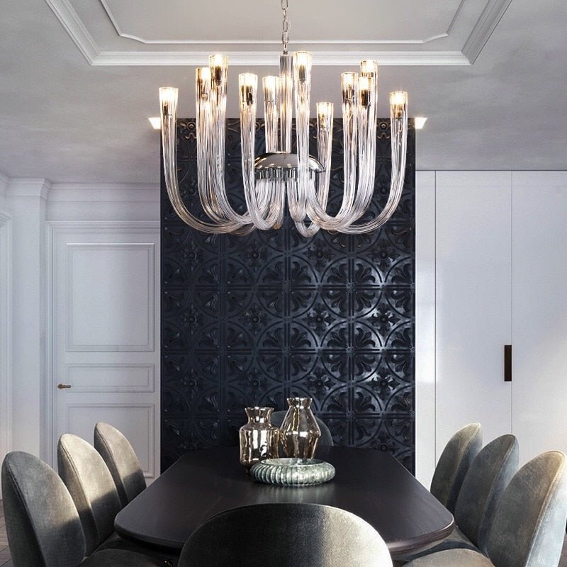 U Shaped Glass Italian Lustre Art Pendant Chandelier-MinimalisticDecor.com