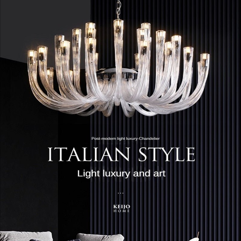 U Shaped Glass Italian Lustre Art Pendant Chandelier-MinimalisticDecor.com