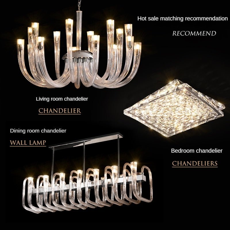 U Shaped Glass Italian Lustre Art Pendant Chandelier-MinimalisticDecor.com