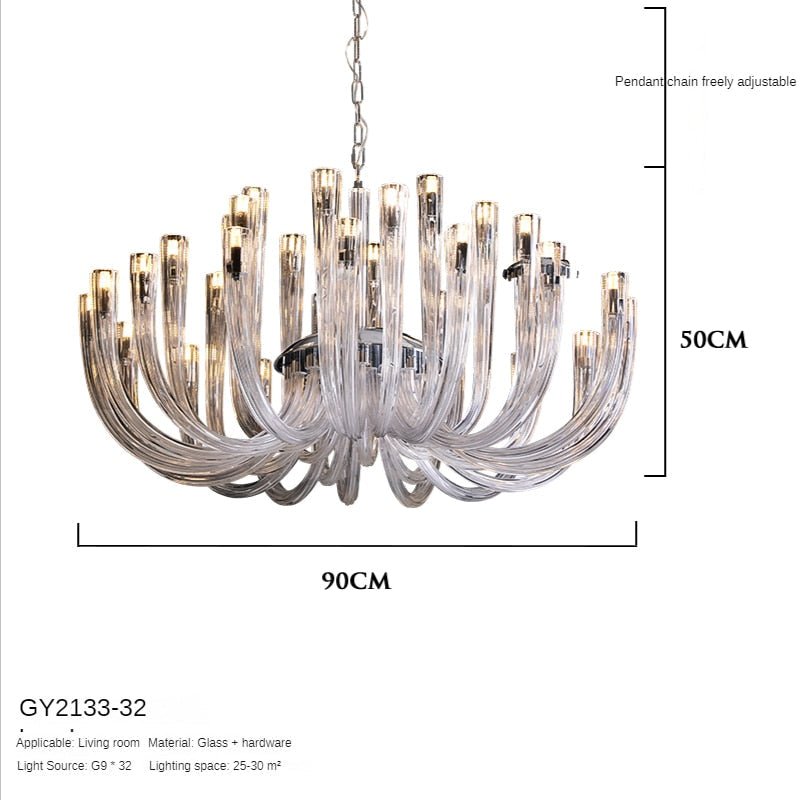 U Shaped Glass Italian Lustre Art Pendant Chandelier-MinimalisticDecor.com