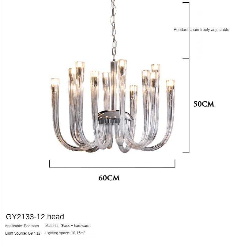 U Shaped Glass Italian Lustre Art Pendant Chandelier-MinimalisticDecor.com