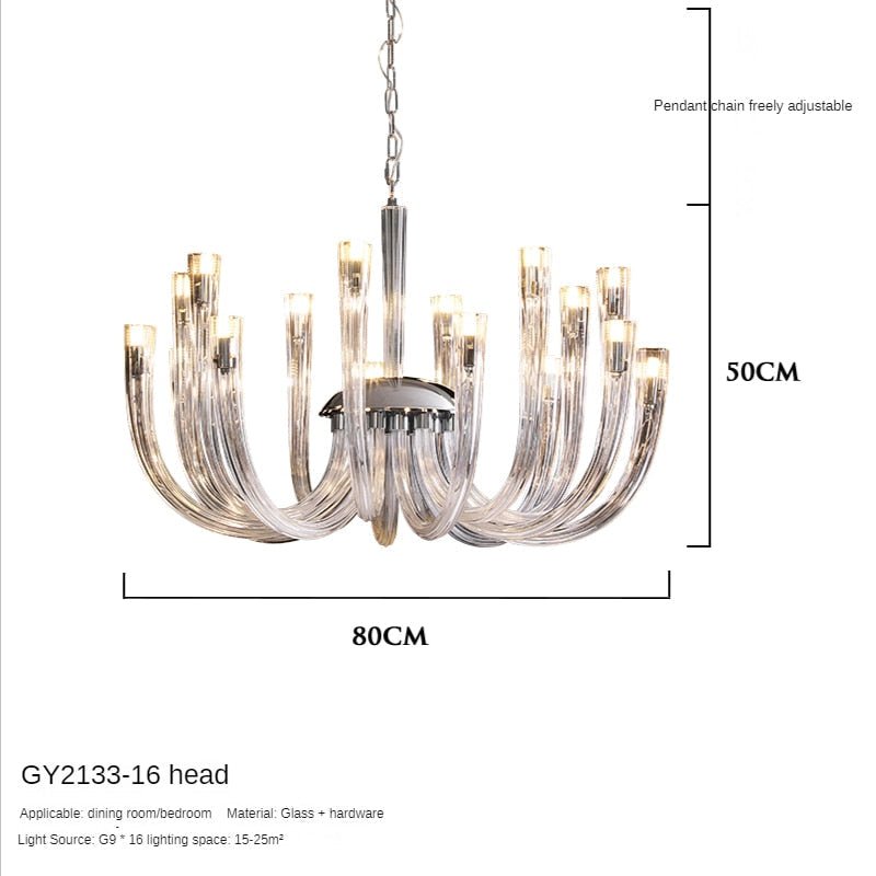 U Shaped Glass Italian Lustre Art Pendant Chandelier-MinimalisticDecor.com