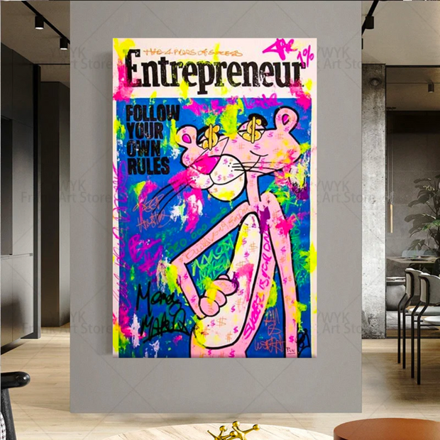 Vibrant Pink Panther Poster - Stylish Canvas-MinimalisticDecor.com