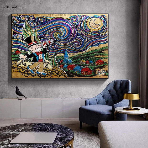 Vintage Alec Monopoly and Richie Canvas Wall Art-MinimalisticDecor.com