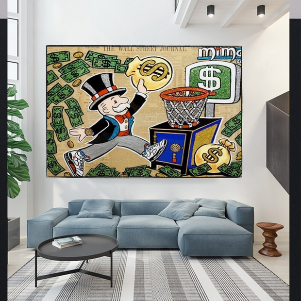 Vintage Alec Monopoly and Richie Canvas Wall Art-MinimalisticDecor.com