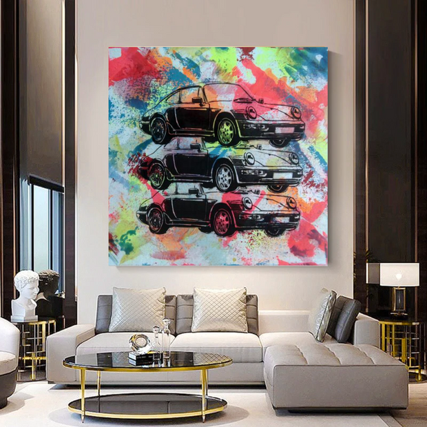 Vintage Cars Graffiti Canvas Wall Art-MinimalisticDecor.com
