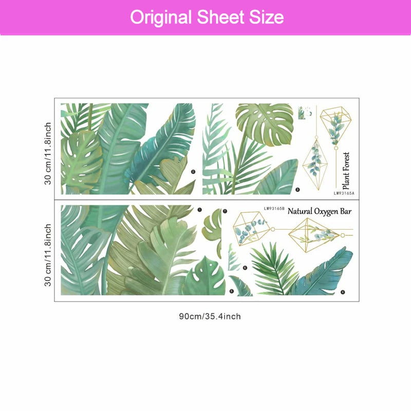 Vivid Tropical Green Leaf Wall Sticker – Removable PVC Wall Decal-MinimalisticDecor