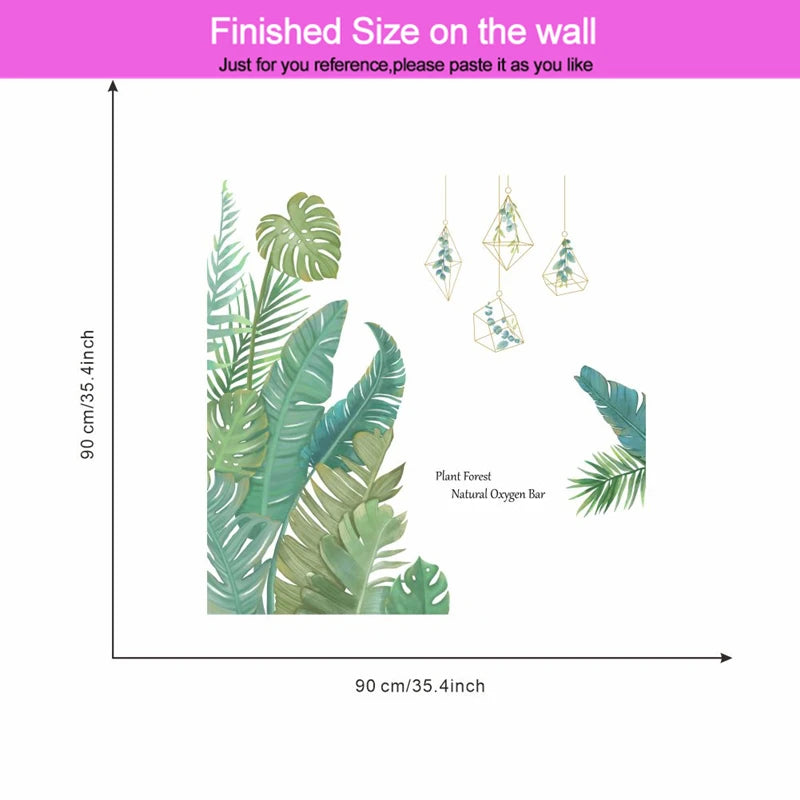 Vivid Tropical Green Leaf Wall Sticker – Removable PVC Wall Decal-MinimalisticDecor