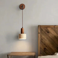Wabi-Sabi Natural Stone Hanging Wall Light – Downward Iron-MinimalisticDecor.com