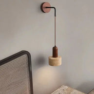 Wabi-Sabi Natural Stone Hanging Wall Light – Downward Iron-MinimalisticDecor.com