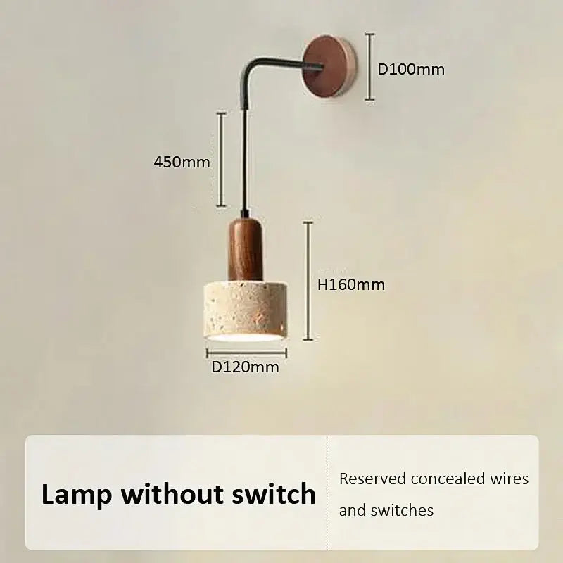 Wabi-Sabi Natural Stone Hanging Wall Light – Downward Iron-MinimalisticDecor.com