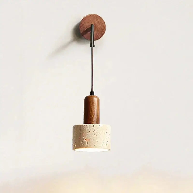 Wabi-Sabi Natural Stone Hanging Wall Light – Downward Iron-MinimalisticDecor.com