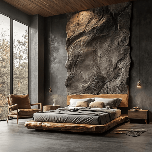 Wabi-Sabi Solid Camphor Wood Bed Frame – Handcrafted with Mortise & Tenon Joinery-MinimalisticDecor.com