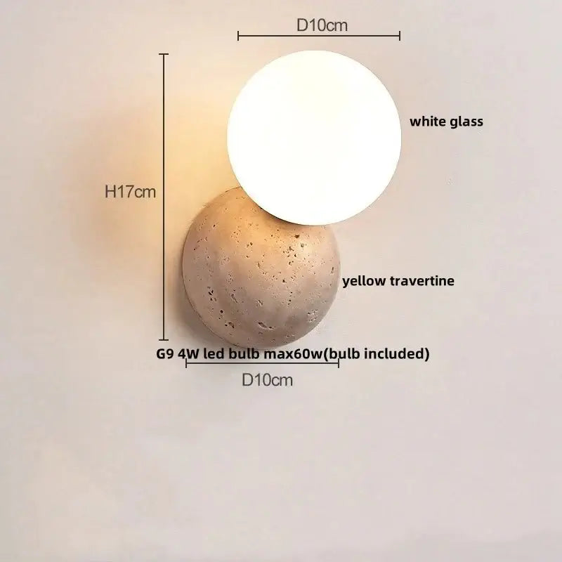 Wabi-Sabi Travertine LED Wall Light – Natural Stone Wall Sconce-MinimalisticDecor.com