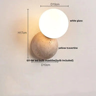 Wabi-Sabi Travertine LED Wall Light – Natural Stone Wall Sconce-MinimalisticDecor.com