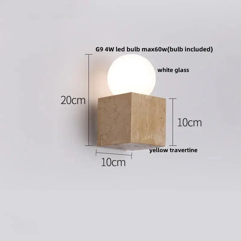 Wabi-Sabi Travertine LED Wall Light – Natural Stone Wall Sconce-MinimalisticDecor.com