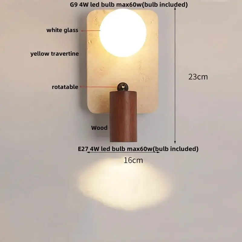 Wabi-Sabi Travertine LED Wall Light – Natural Stone Wall Sconce-MinimalisticDecor.com