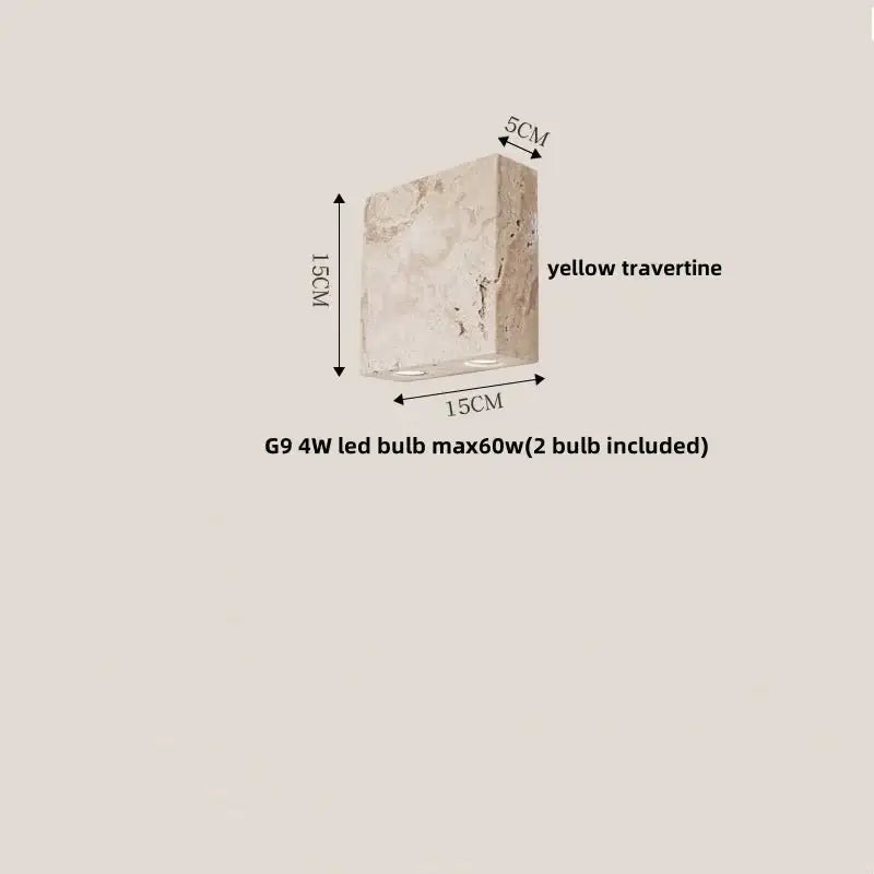 Wabi-Sabi Travertine LED Wall Light – Natural Stone Wall Sconce-MinimalisticDecor.com
