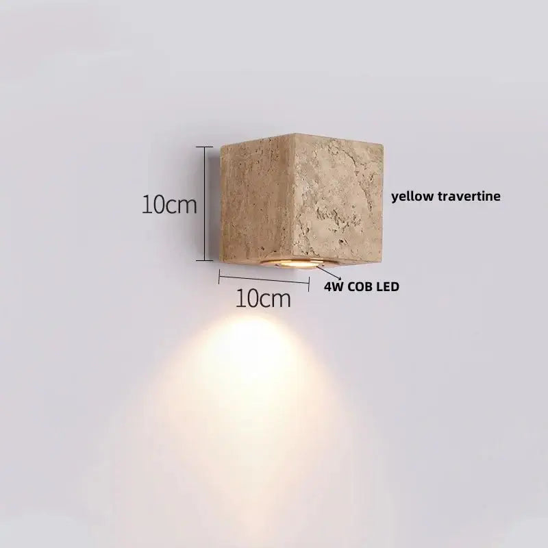 Wabi-Sabi Travertine LED Wall Light – Natural Stone Wall Sconce-MinimalisticDecor.com
