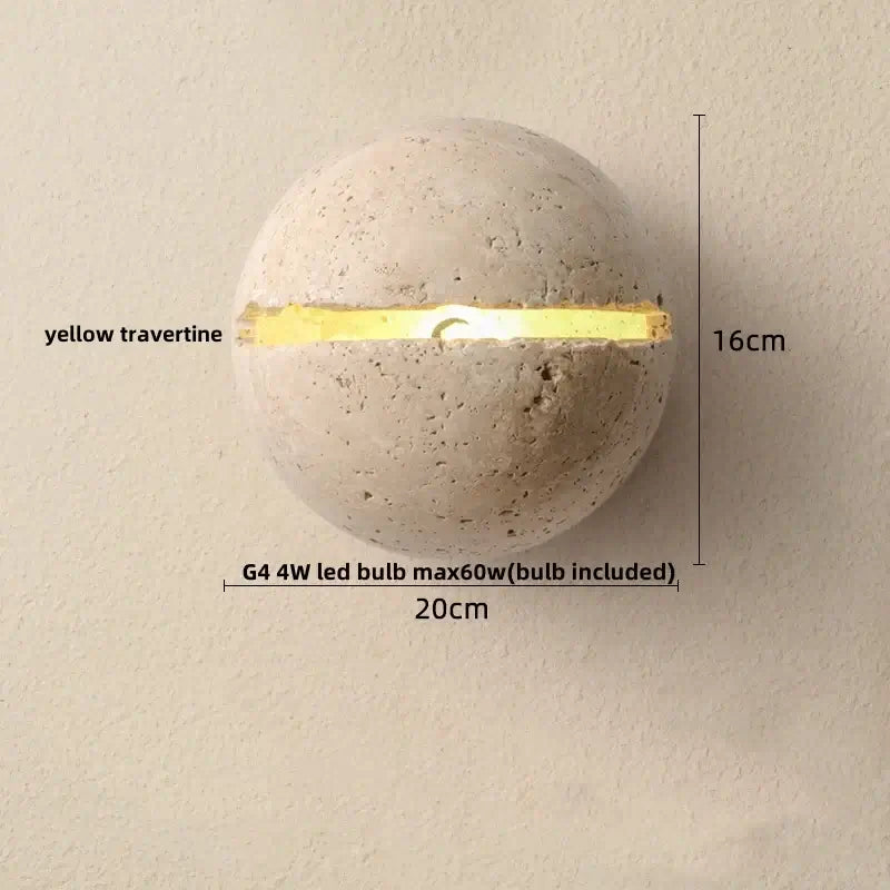Wabi-Sabi Travertine LED Wall Light – Natural Stone Wall Sconce-MinimalisticDecor.com