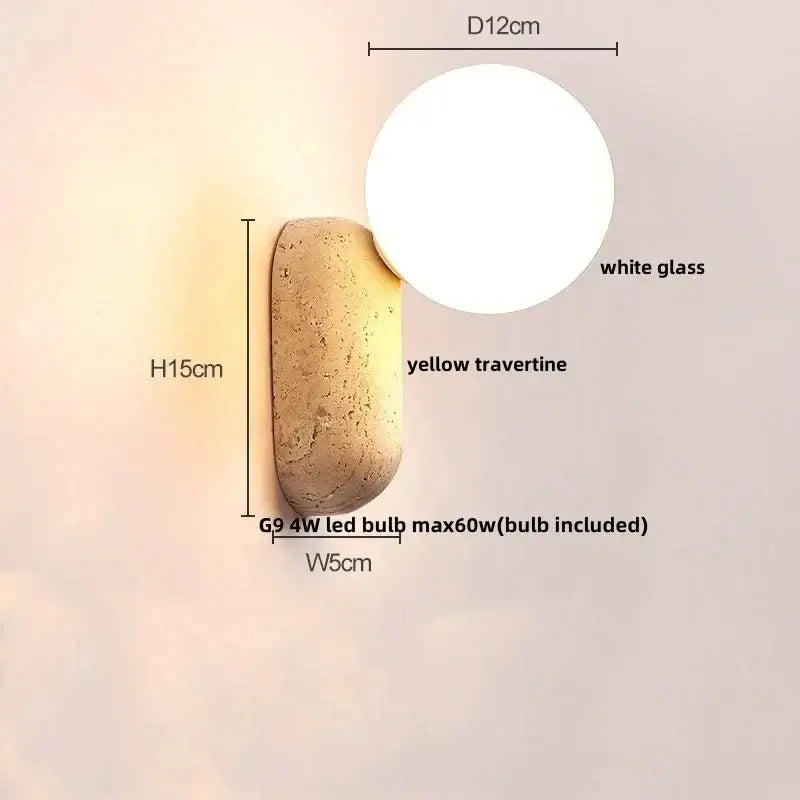 Wabi-Sabi Travertine LED Wall Light – Natural Stone Wall Sconce-MinimalisticDecor.com