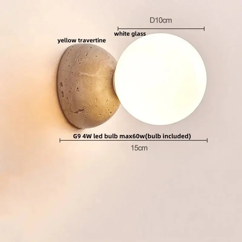 Wabi-Sabi Travertine LED Wall Light – Natural Stone Wall Sconce-MinimalisticDecor.com