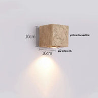 Wabi-Sabi Travertine LED Wall Light – Natural Stone Wall Sconce-MinimalisticDecor.com