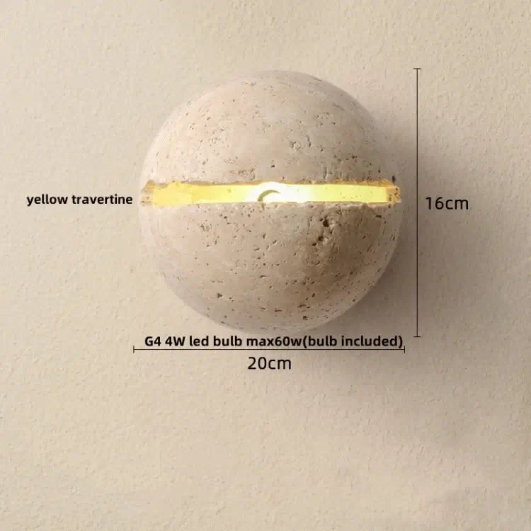 Wabi-Sabi Travertine LED Wall Light – Natural Stone Wall Sconce-MinimalisticDecor.com