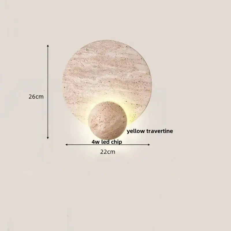 Wabi-Sabi Travertine LED Wall Light – Natural Stone Wall Sconce-MinimalisticDecor.com