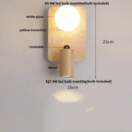 Wabi-Sabi Travertine LED Wall Light – Natural Stone Wall Sconce-MinimalisticDecor.com