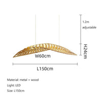 Wabi Sabi Wood Art Fish Bone Pendant Chandelier-MinimalisticDecor.com
