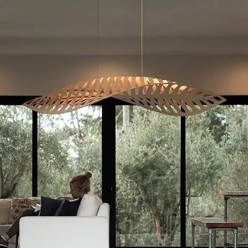 Wabi Sabi Wood Art Fish Bone Pendant Chandelier-MinimalisticDecor.com