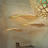 Wabi Sabi Wood Art Fish Bone Pendant Chandelier-MinimalisticDecor.com