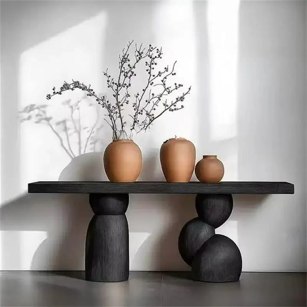 Wabi Sandy Solid Ash Wood Console Table – Artistic Minimalist Design-MinimalisticDecor.com
