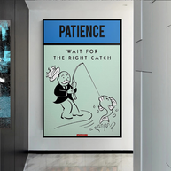 Wait for the Right Catch: Monopoly Canvas Wall Art-MinimalisticDecor.com