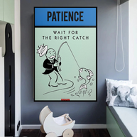 Wait for the Right Catch: Monopoly Canvas Wall Art-MinimalisticDecor.com