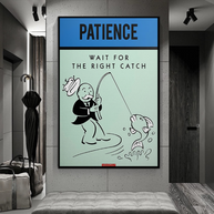 Wait for the Right Catch: Monopoly Canvas Wall Art-MinimalisticDecor.com