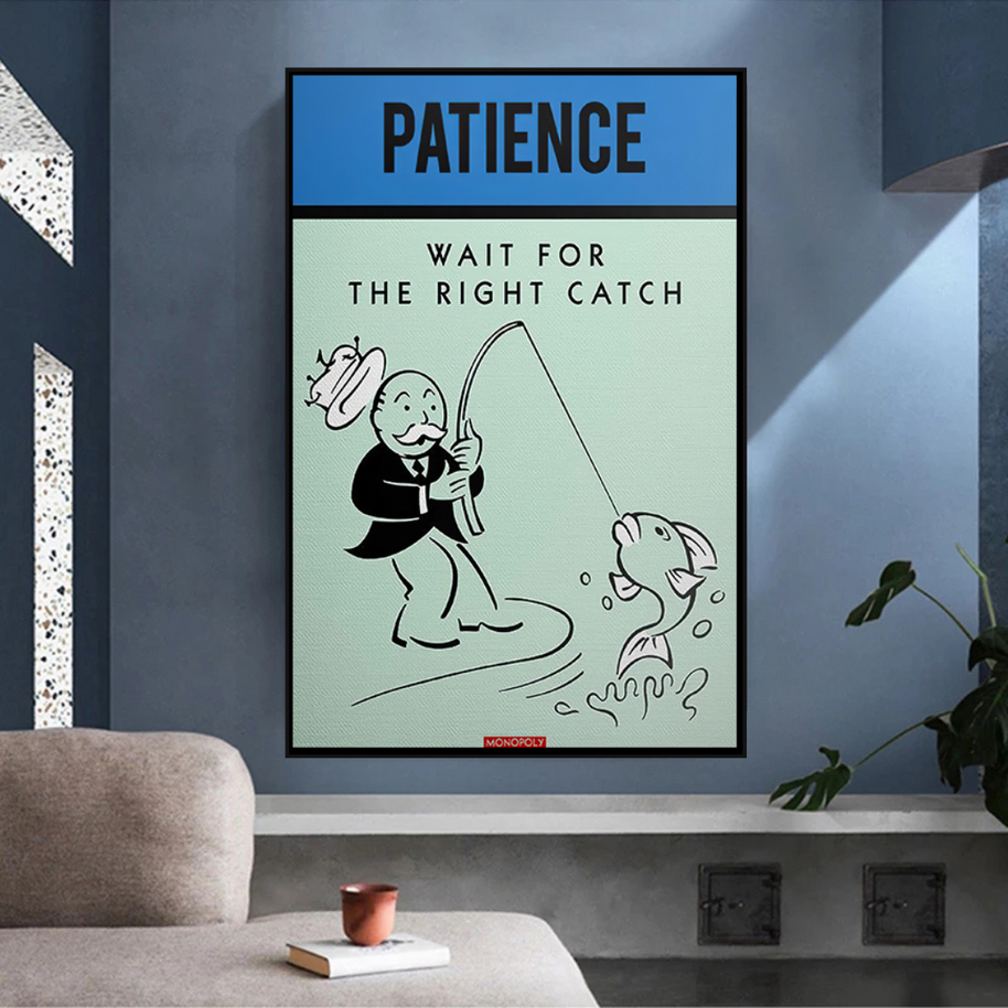 Wait for the Right Catch: Monopoly Canvas Wall Art-MinimalisticDecor.com