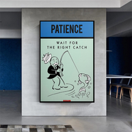Wait for the Right Catch: Monopoly Canvas Wall Art-MinimalisticDecor.com