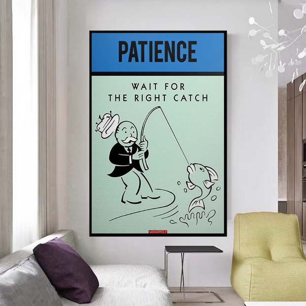 Wait for the Right Catch: Monopoly Canvas Wall Art-MinimalisticDecor.com