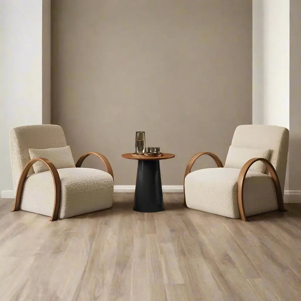 Walnut Wood Living Room Curve Lazy Sofa Chair-MinimalisticDecor.com