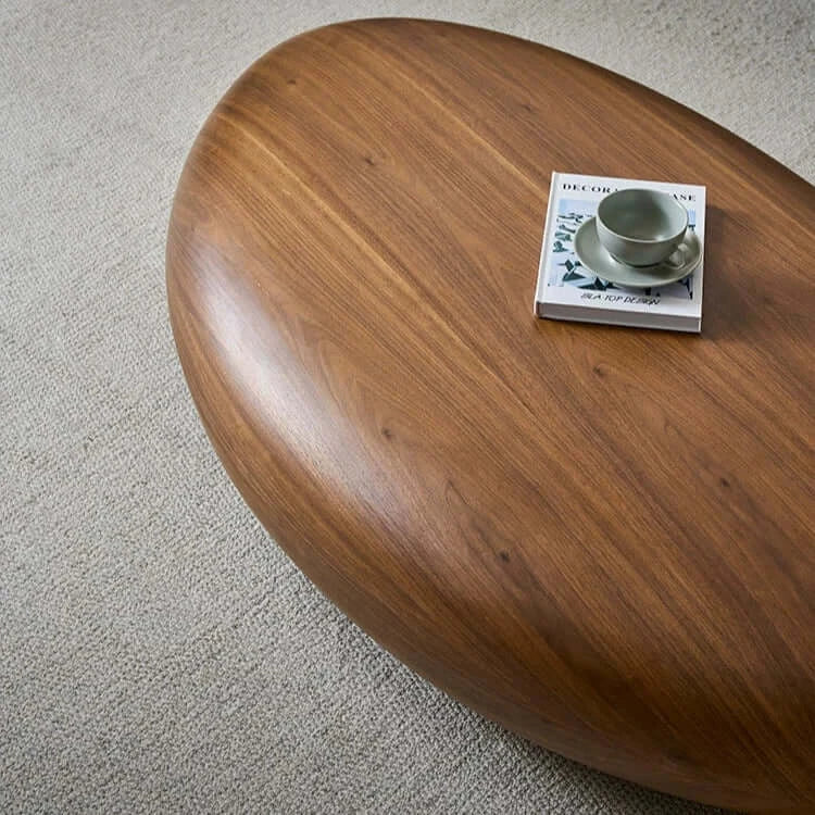 Walnut Wood Pebble Coffee Table – Organic Modern Design in Raw Finish-MinimalisticDecor.com