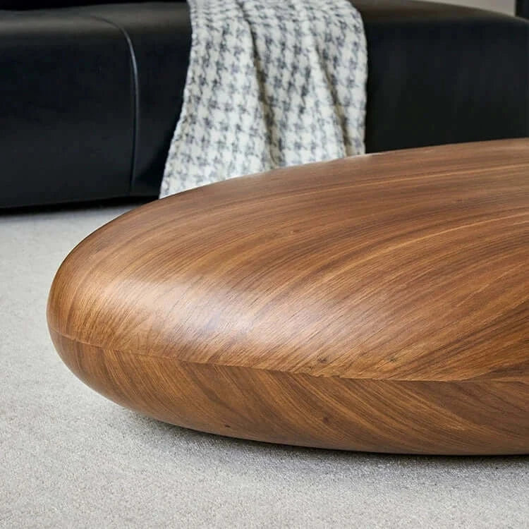 Walnut Wood Pebble Coffee Table – Organic Modern Design in Raw Finish-MinimalisticDecor.com