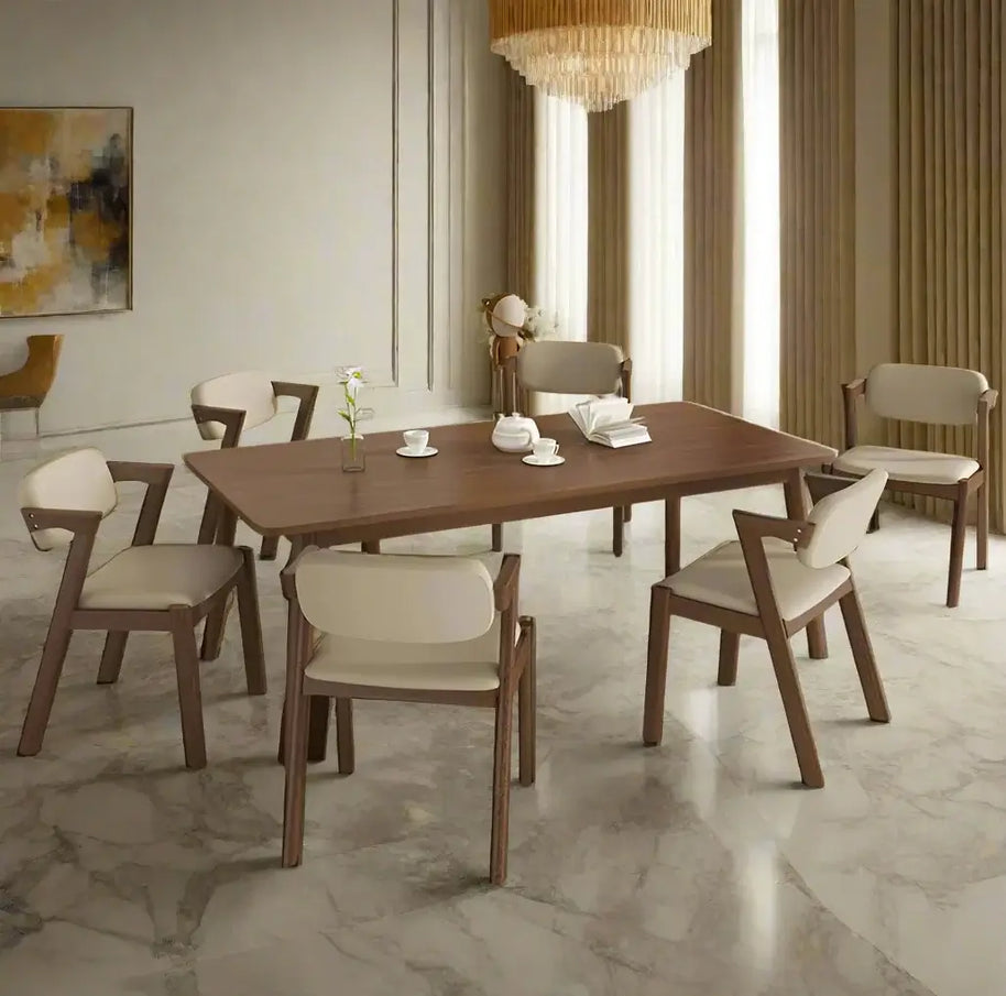 Walnut Wood Zig Zag Dining Chairs – Modern Design-MinimalisticDecor.com