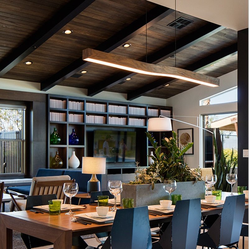 Wave Light: Wooden Wave Bar Hanging Light for Kitchen-MinimalisticDecor.com