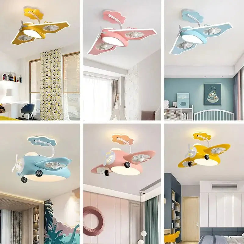 Whimsical Airplane Ceiling Light with Fan – Perfect for Kids Rooms-MinimalisticDecor.com