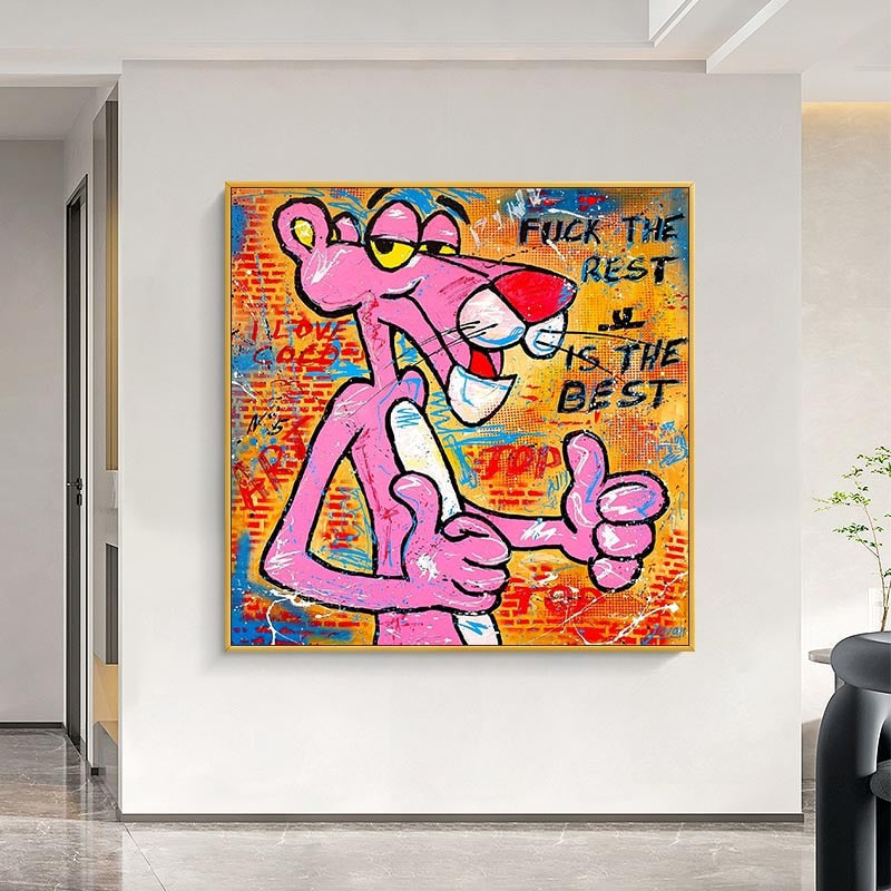 Whimsical Pink Panther - Playful Wall Art-MinimalisticDecor.com